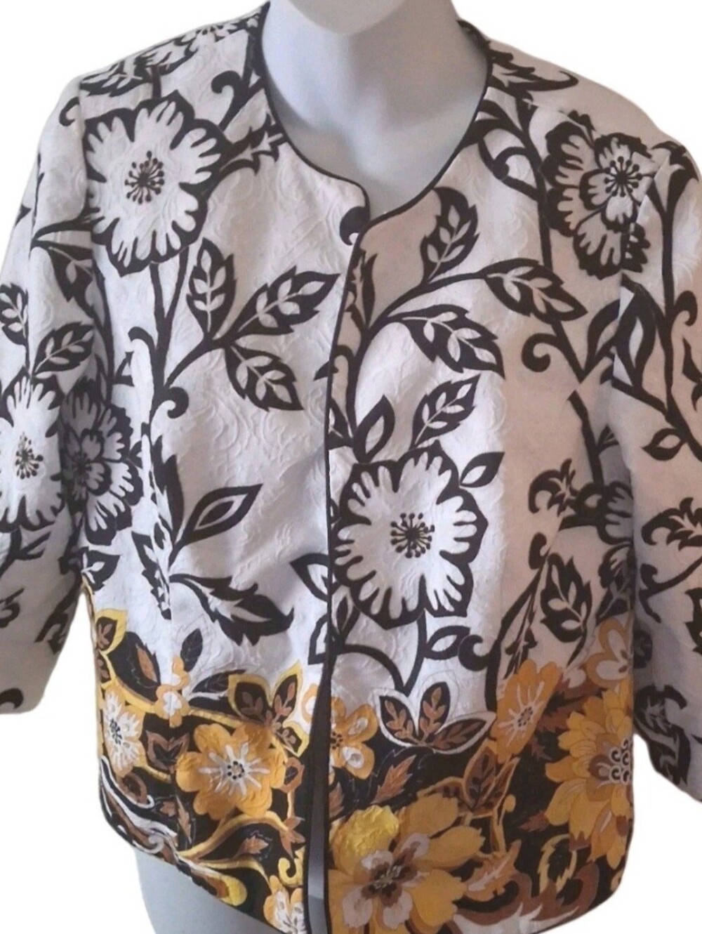 Coldwater Creek - Women's Petite PL Open Front Floral 100% Cotton Blazer Jacket